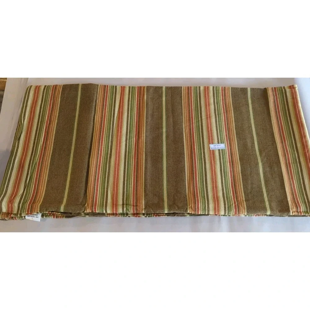 100% Cotton‎ Striped Handloom TABLECLOTH By Primitive Artisans Inc 60x60